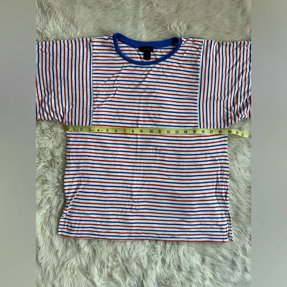 J. Crew Striped Short Sleeve Tee - Red, Blue, White